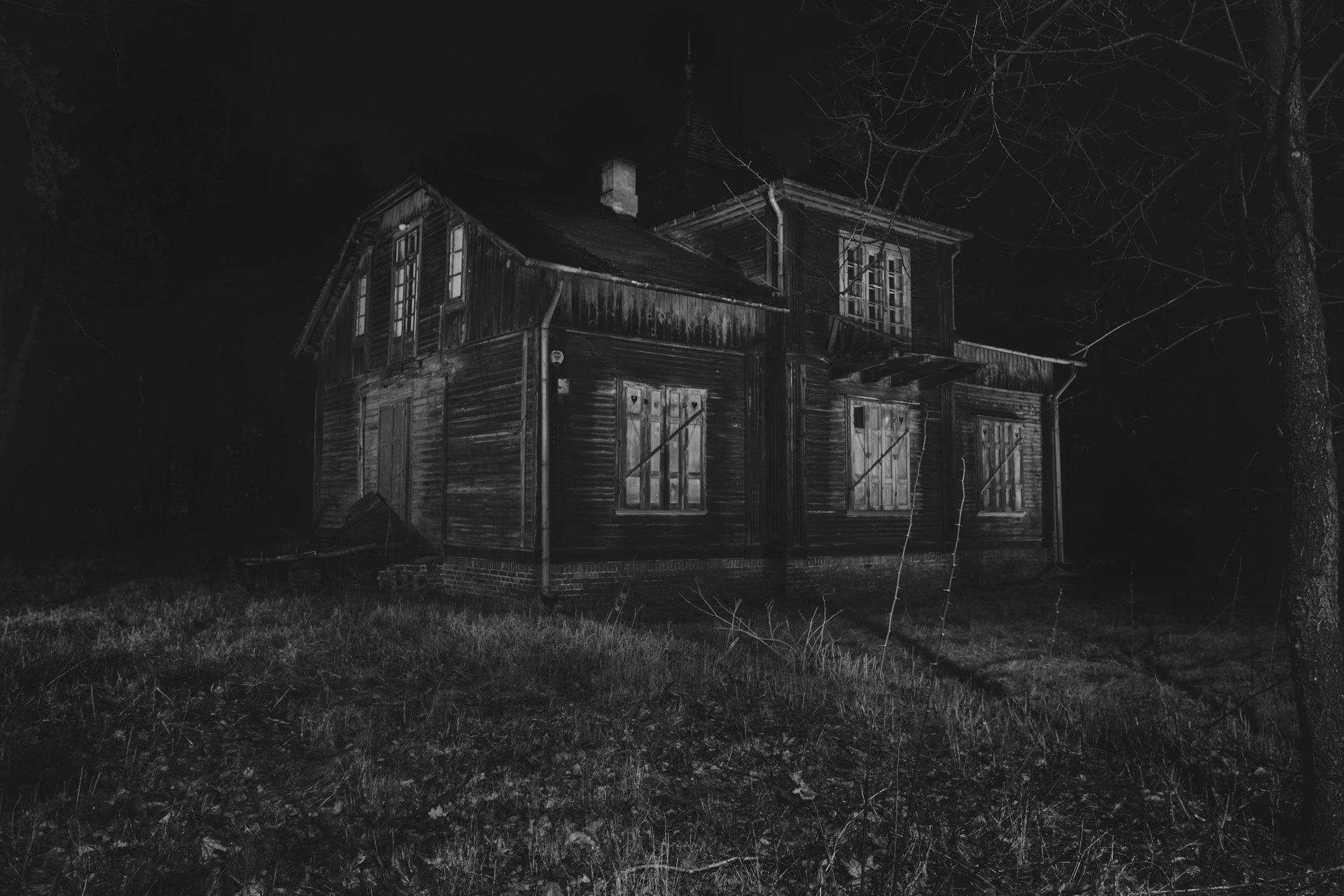 Haunted House in Black and White